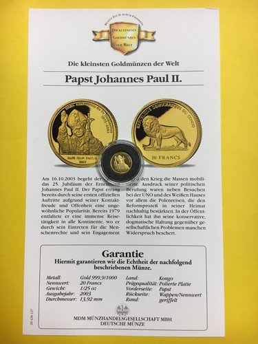 Die kleinsten goldmünzen - goldmünzen, der